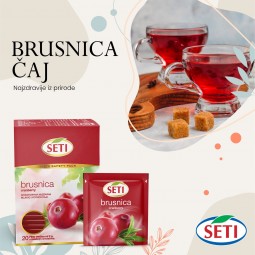 Čaj od brusnice Seti rdeča barva sadni čaj v skodelici zimski čaj