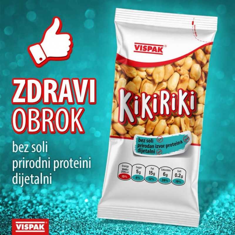 Praženi arašidi brez soli Vispak 190g suho praženi kikiriki